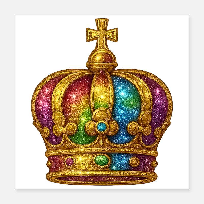 Goldene Krone mit Regenbogen-Effekt Poster 40x40 cm