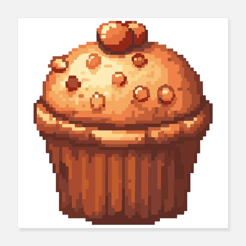 Pixel Muffin Cupcake Retro Poster 16" x 16" (40x40 cm)