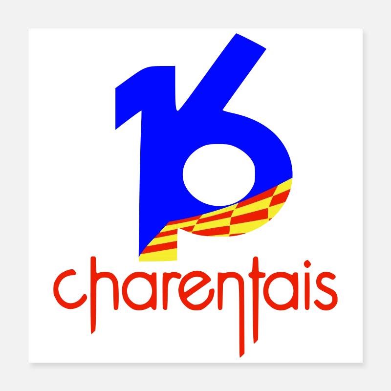  16 Charentais Bleu Rouge Poster 40 x 40 cm