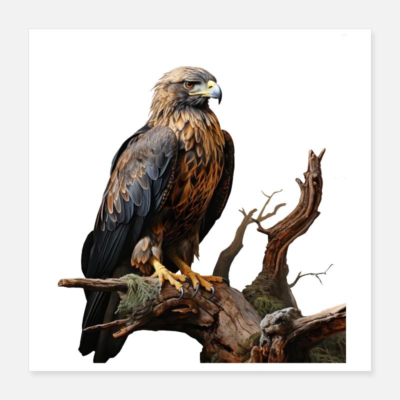 Kaiseradler auf moosigem Ast Poster 40x40 cm