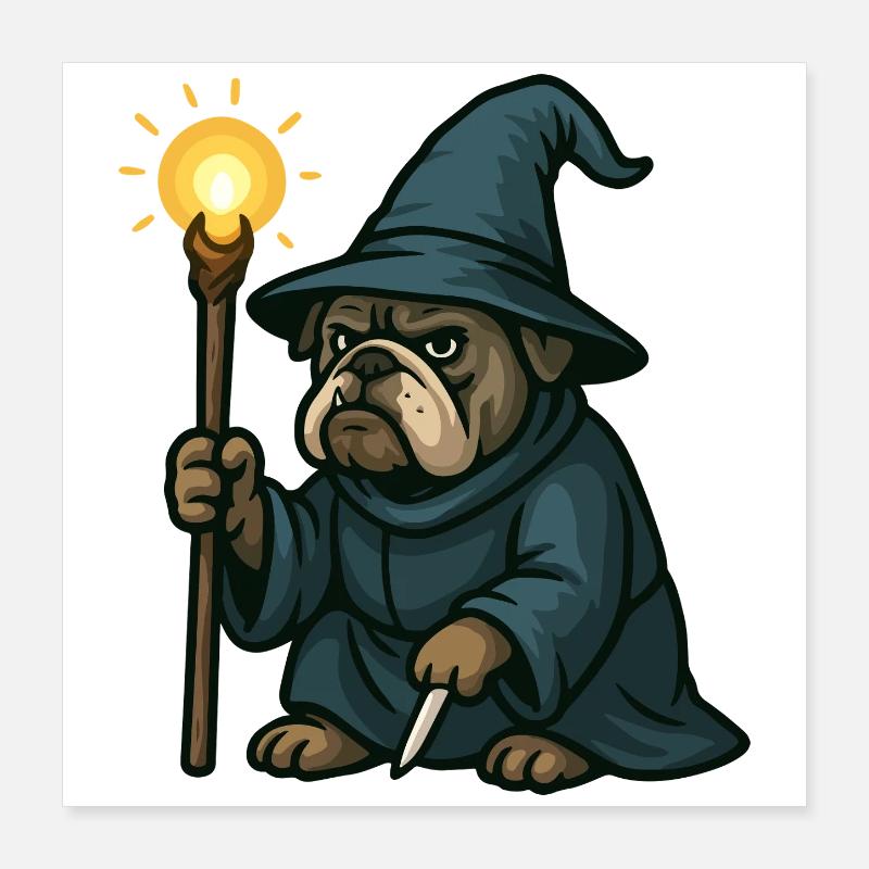 Lanterne de sorcier bouledogue Poster 40 x 40 cm