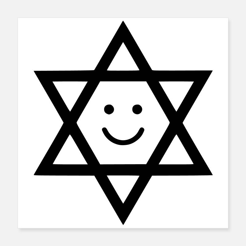 Lustiger Davidstern mit Smiley Gesicht Poster 40x40 cm