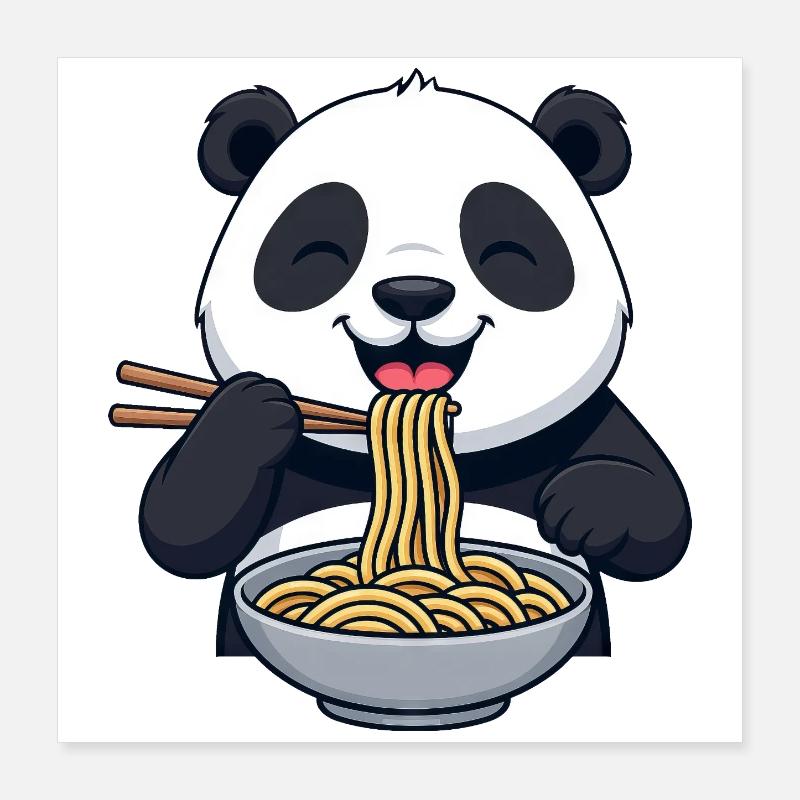 Mignon Panda Dessin Animé Soupe Ramen Asiatique Mignon Poster 40 x 40 cm