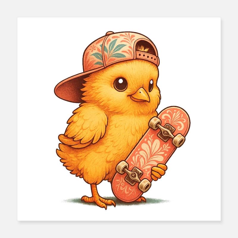 Mädchen auf einem Skateboard Poster 40x40 cm