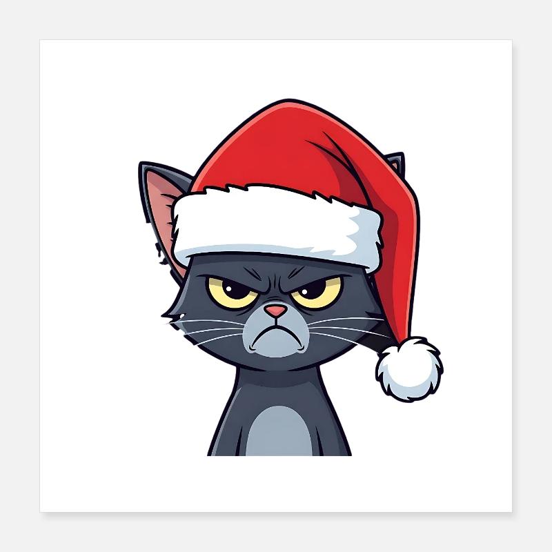 Humeur agacée de chat du Père Noël Poster 40 x 40 cm