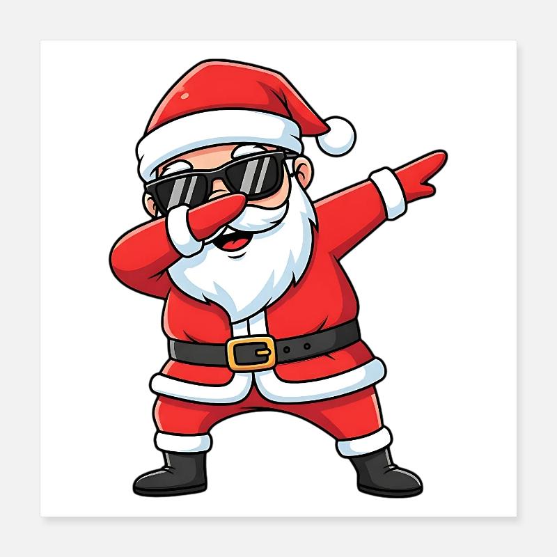 Dessin animé drôle de Père Noël avec le Dabbing Poster 40 x 40 cm