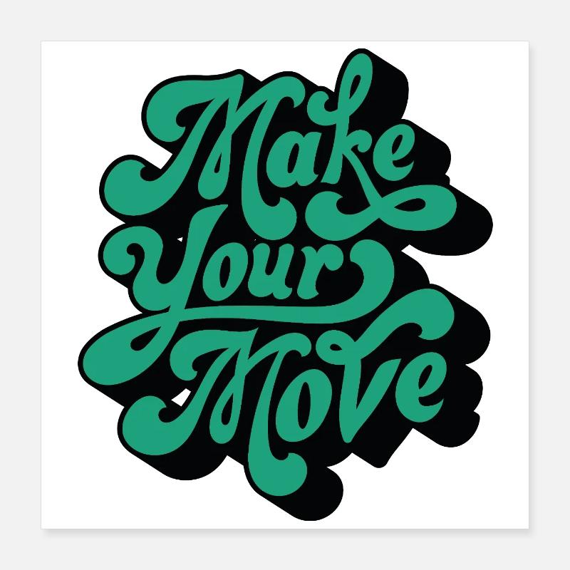 Passez à votre action – Motif rétro script Poster 40 x 40 cm