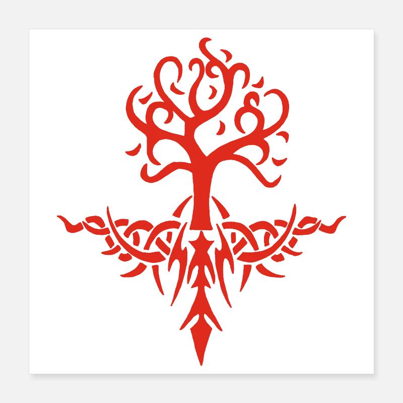 Red Thorny Tree Poster 16" x 16" (40x40 cm)