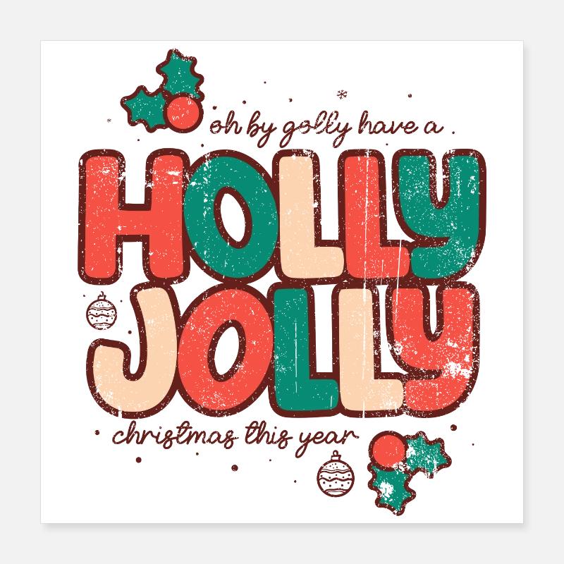 Holly Jolly Noël Rétro Poster 40 x 40 cm