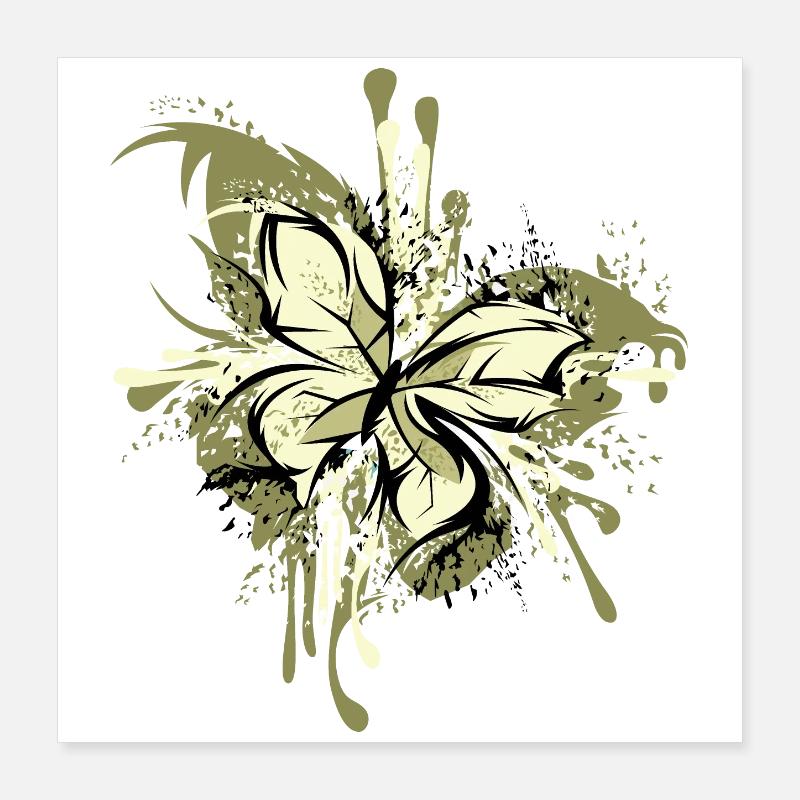 Papillon Abstrait Explosion Couleurs Graphique Poster 40 x 40 cm
