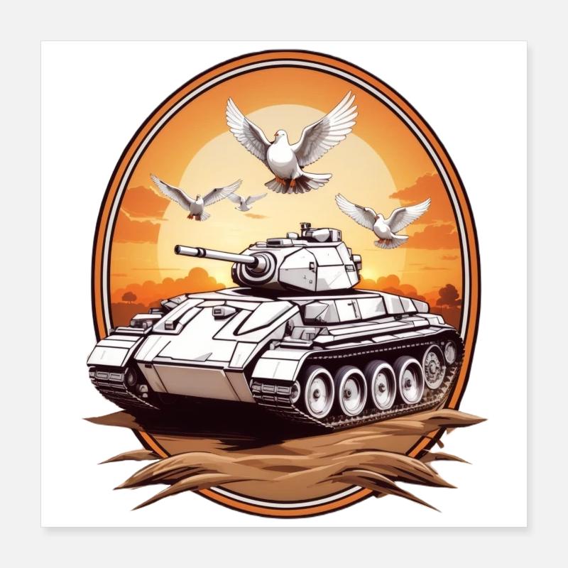 Panzer mit Friedenstauben Poster 40x40 cm
