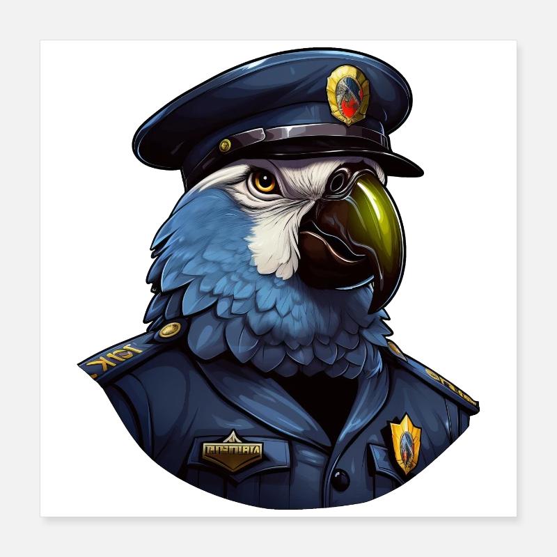 Police Parrot Poster 16" x 16" (40x40 cm)
