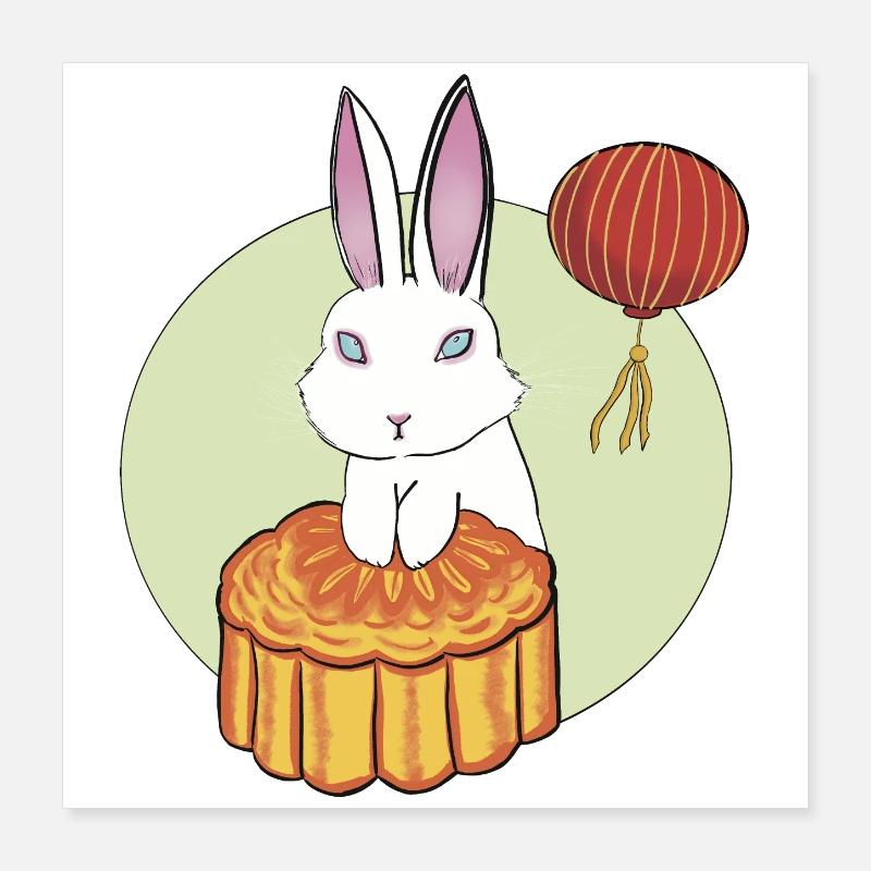 Gâteau de lune Lapin Poster 40 x 40 cm