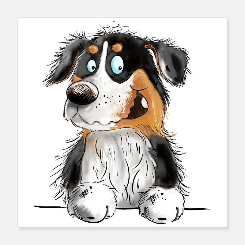 Funny Australian Shepherd Black Tri Poster 40x40 cm