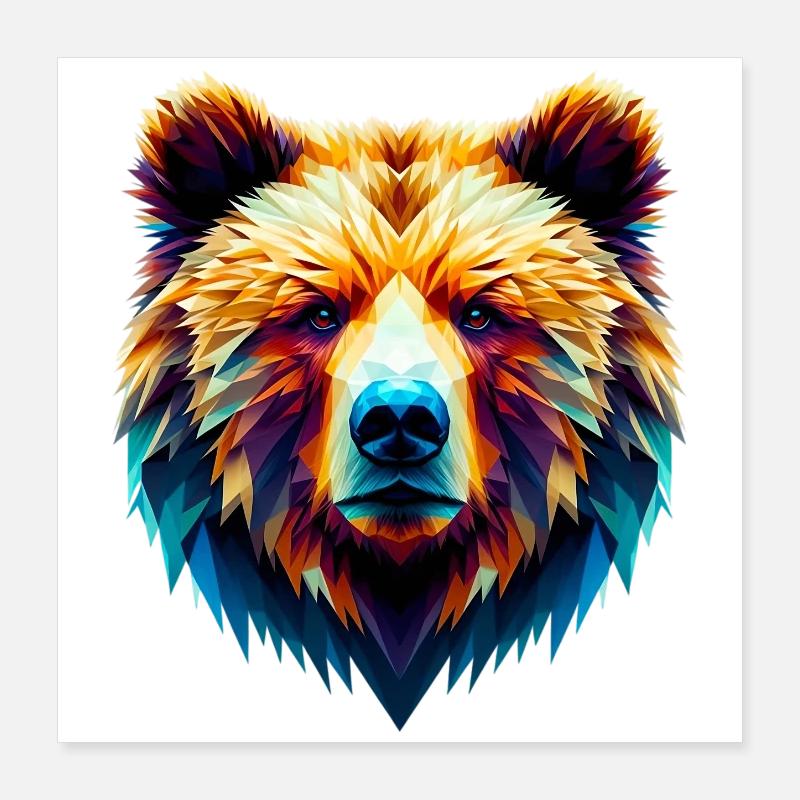 Polygonaler Bär Poster 40x40 cm
