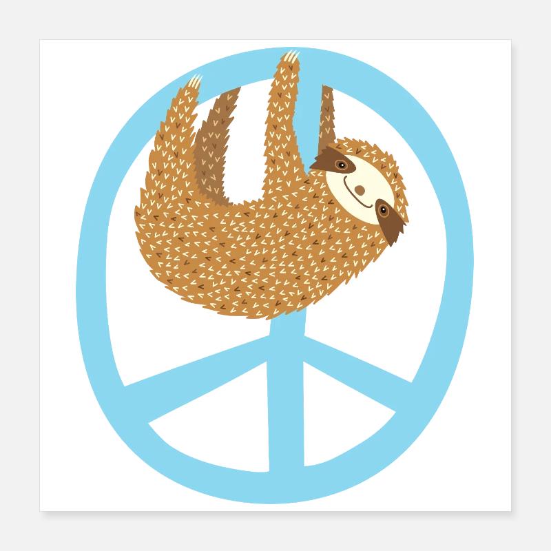 Faultier Peacezeichen Poster 40x40 cm