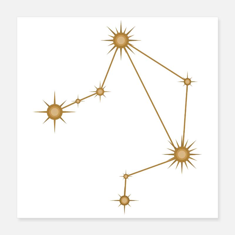 Sternbild Waage Sternzeichen Sternzeichen Golden Poster 40x40 cm