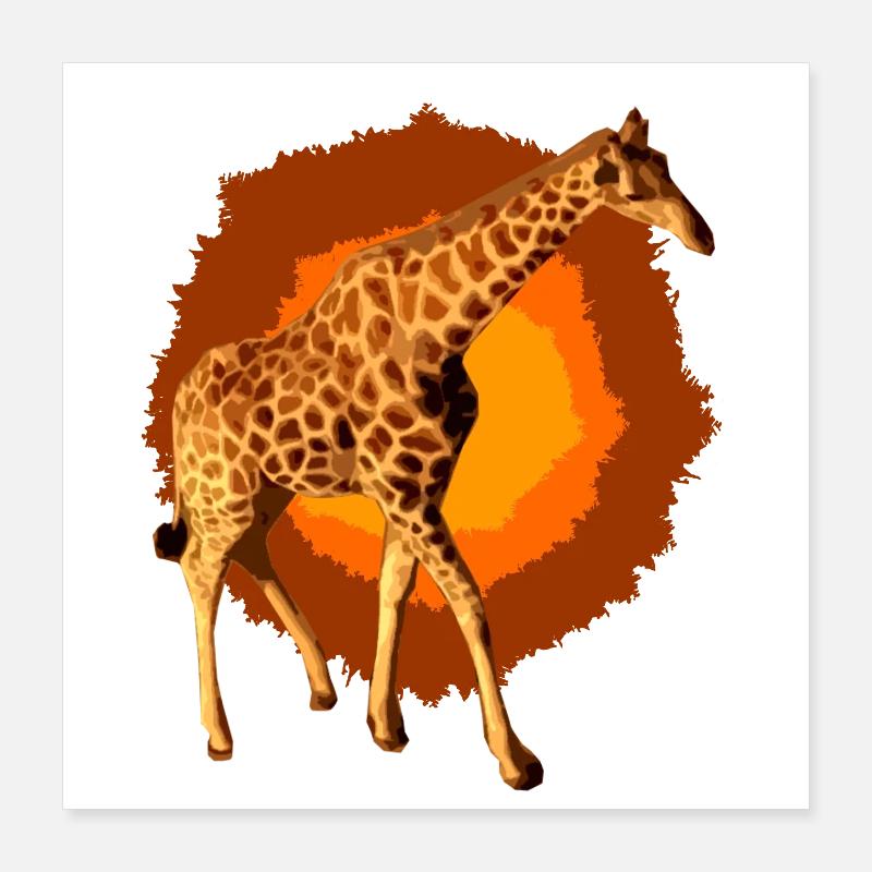 Giraffe in the sun fire Poster 16" x 16" (40x40 cm)