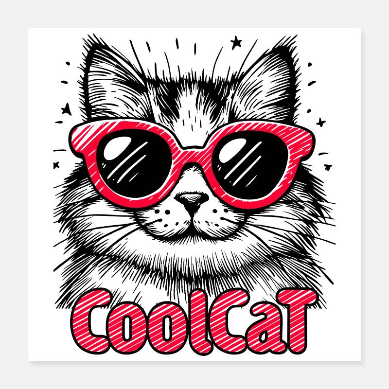 Coole Katze 1 Poster 40x40 cm