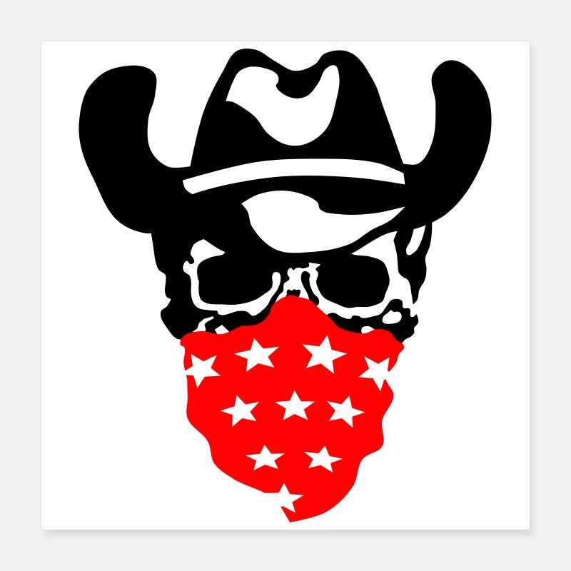 Cowboy Schädel Poster 40x40 cm
