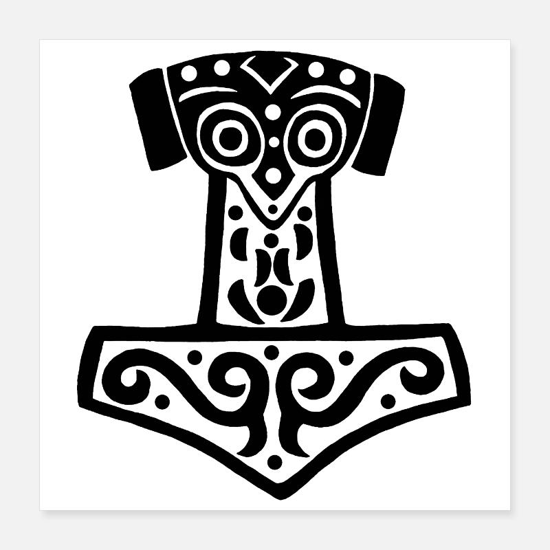 Thors Hammer (Schwarz) Poster 40x40 cm