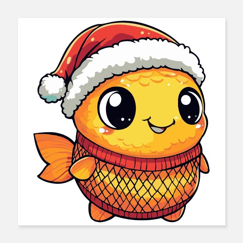 Noël du poisson rouge Poster 40 x 40 cm