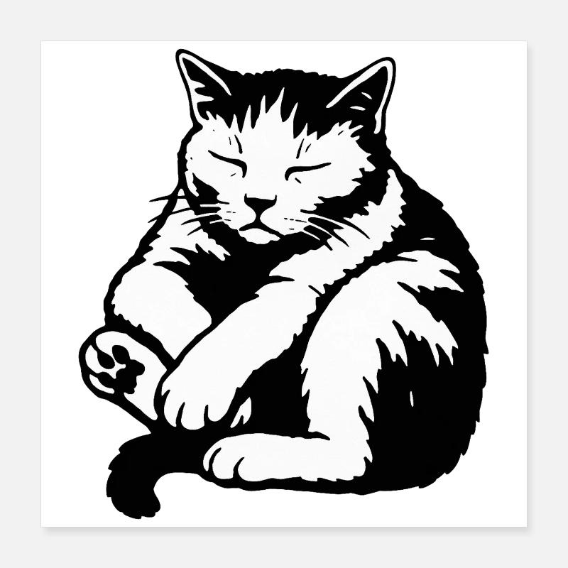 Sleeping Cat Silhouette Poster 16" x 16" (40x40 cm)