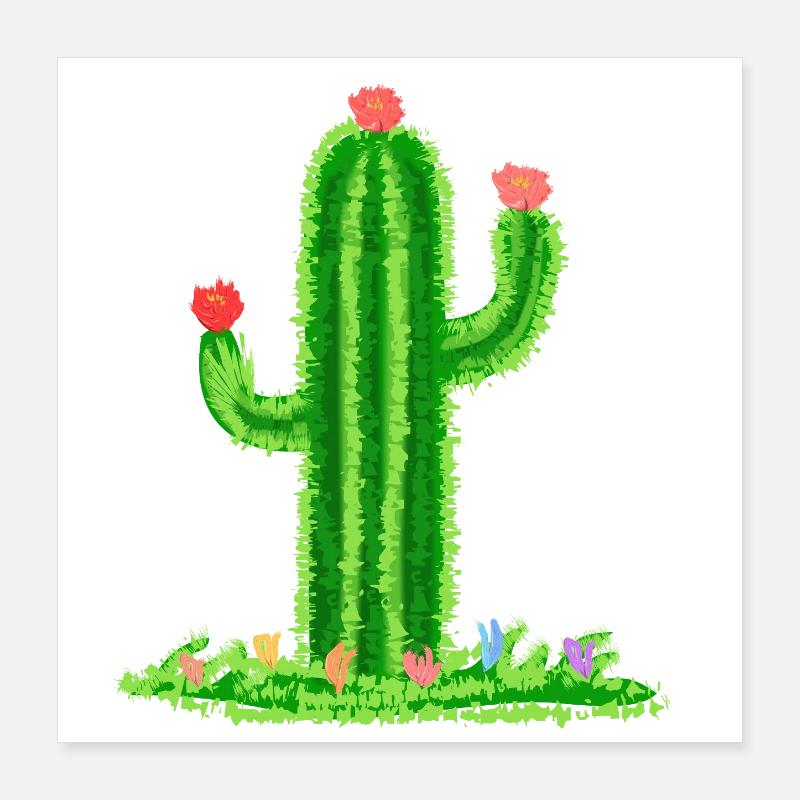 Cactus avec fleurs Poster 40 x 40 cm