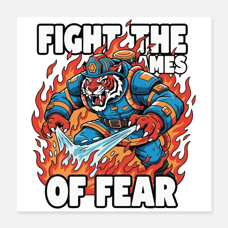 FeuerTiger Kampf Gegen Angst Poster 40x40 cm