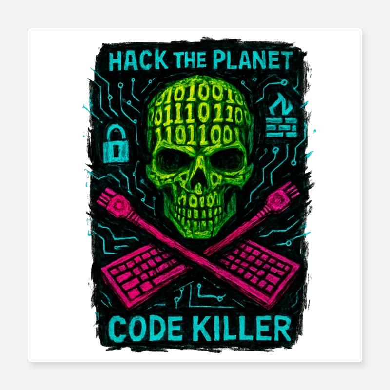 Hack the Planet Code Killer - Cyber Security Poster 16" x 16" (40x40 cm)