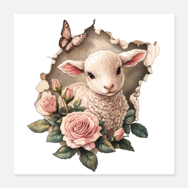 Süßes Lamm Poster 40x40 cm