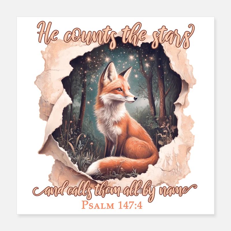 Citation biblique chrétienne de Fox Poster 40 x 40 cm