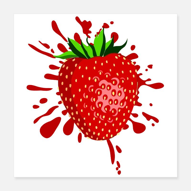 Erdbeer Spritzer Fruchtkunst Poster 40x40 cm
