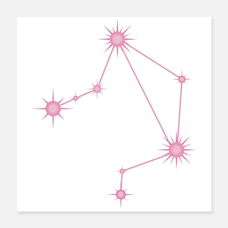 Libra Star Constellation Zodiac Sign Pastel Pink Poster 16" x 16" (40x40 cm)