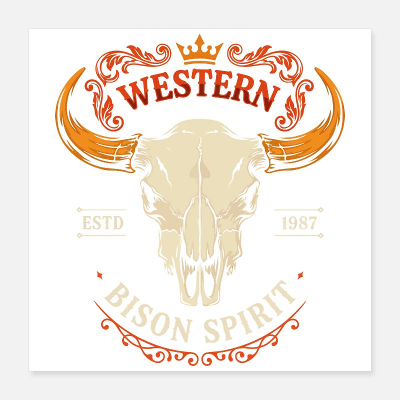 Crâne d’esprit du bison occidental Poster 40 x 40 cm