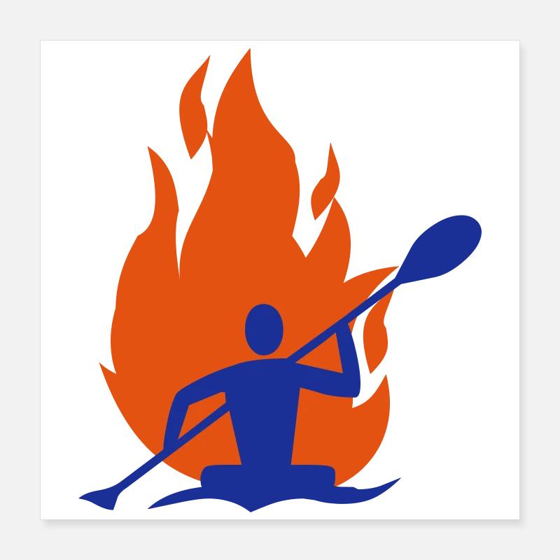 Canoe fire flame Poster 16" x 16" (40x40 cm)