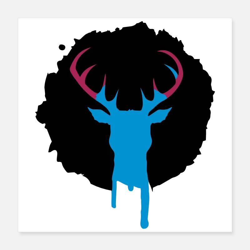 Patch de cerf graffiti Poster 40 x 40 cm