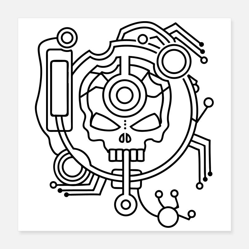 Cyber Skull Skull as a circuit Poster 16" x 16" (40x40 cm)
