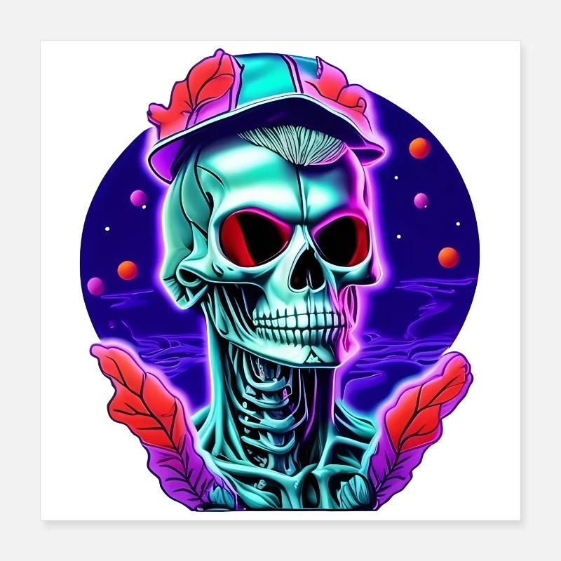 Skeleton with cap Poster 16" x 16" (40x40 cm)