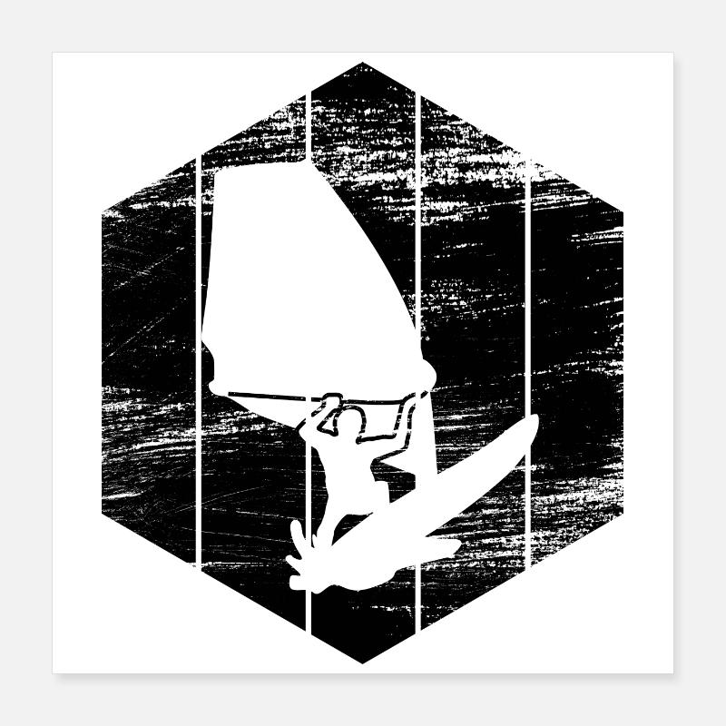 Windsurfer Skizze Poster 40x40 cm