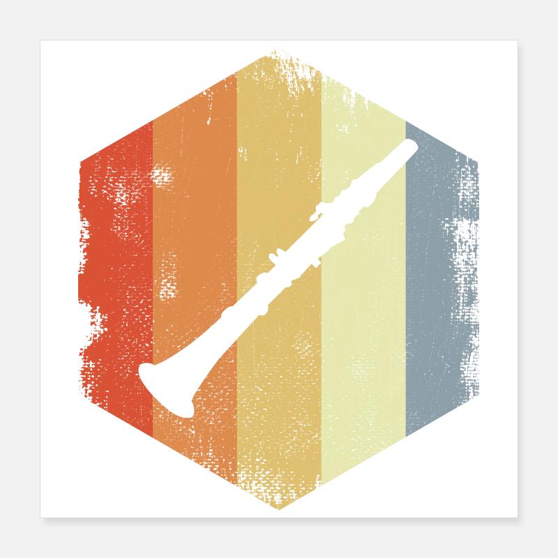 Dessin de clarinette vintage Poster 40 x 40 cm