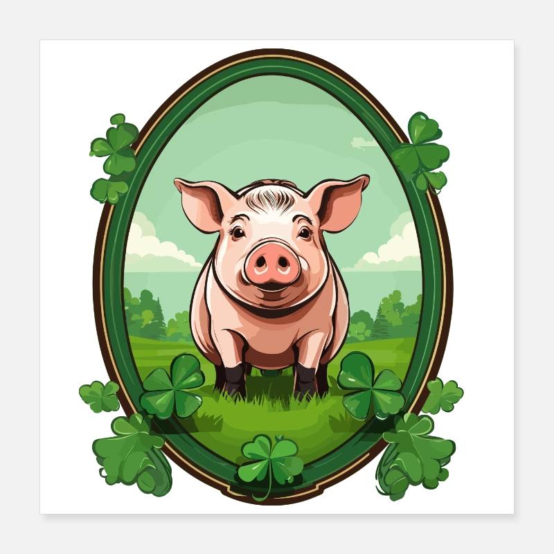 Lucky Pig Poster 16" x 16" (40x40 cm)