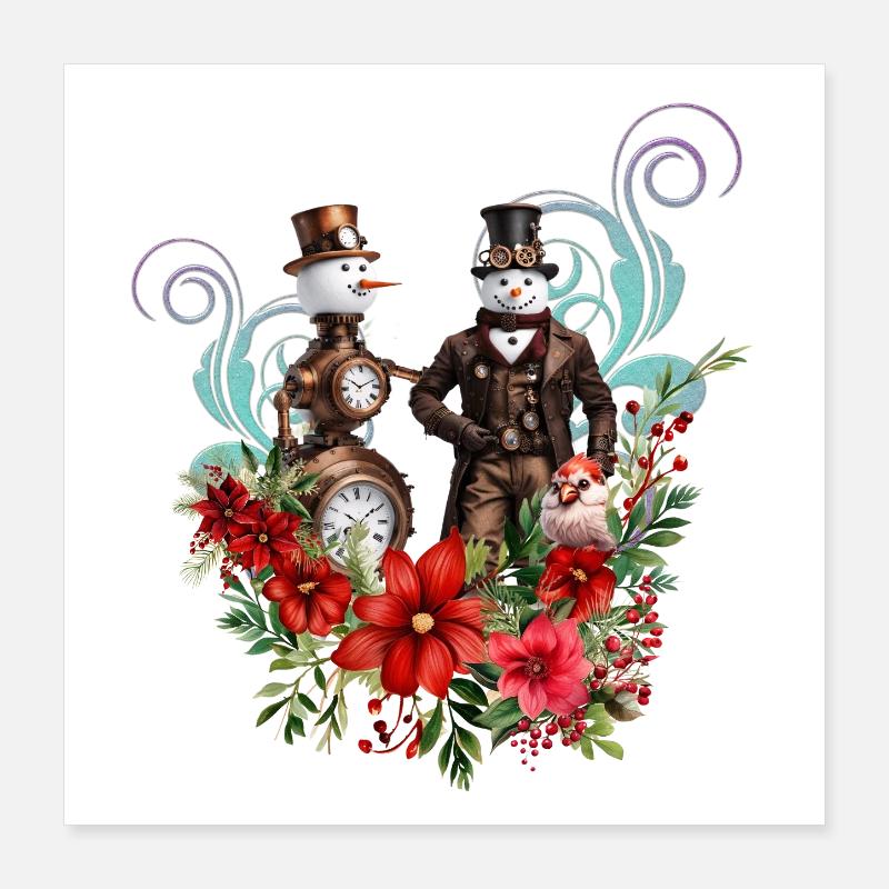 Steampunk Snowman Poster 16" x 16" (40x40 cm)