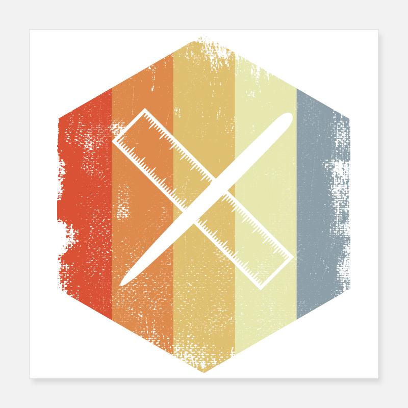 Vintage Pen and Ruler Poster 16" x 16" (40x40 cm)