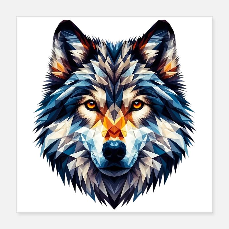 Polygonaler Wolf Poster 40x40 cm
