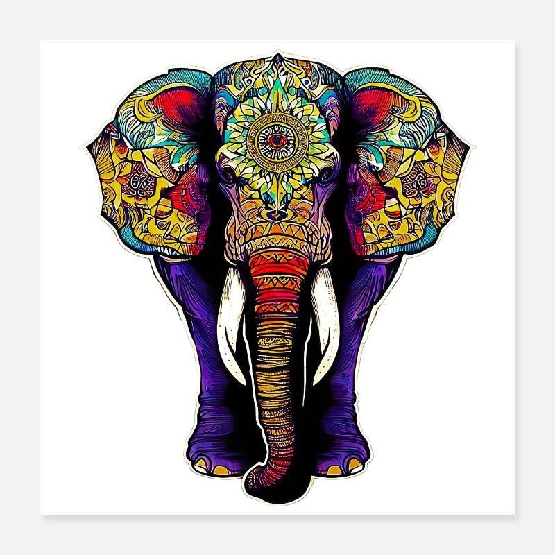 Éléphant Poster 40 x 40 cm