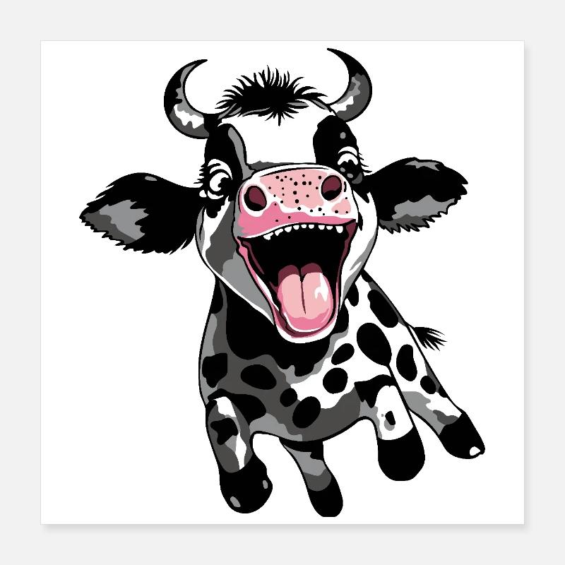 Springendes Kälbchen - Lustiges Kuh Kalb Design Poster 40x40 cm
