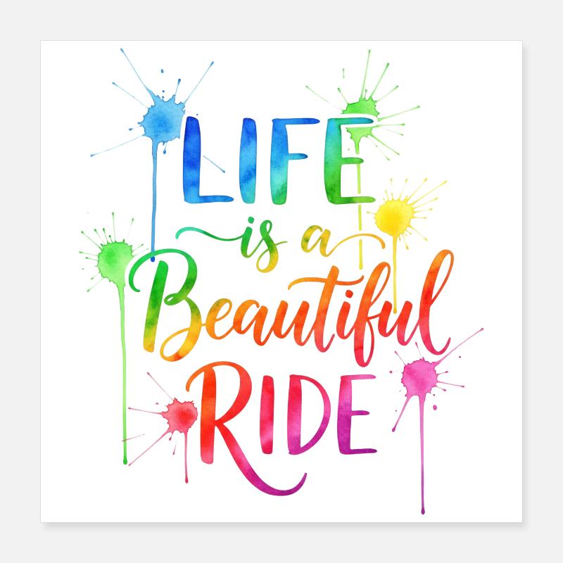 La vie est une belle balade Conception à l’aquarelle Poster 40 x 40 cm