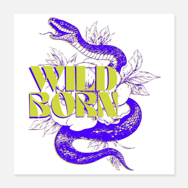 Conception de tatouage de serpent né sauvage Poster 40 x 40 cm