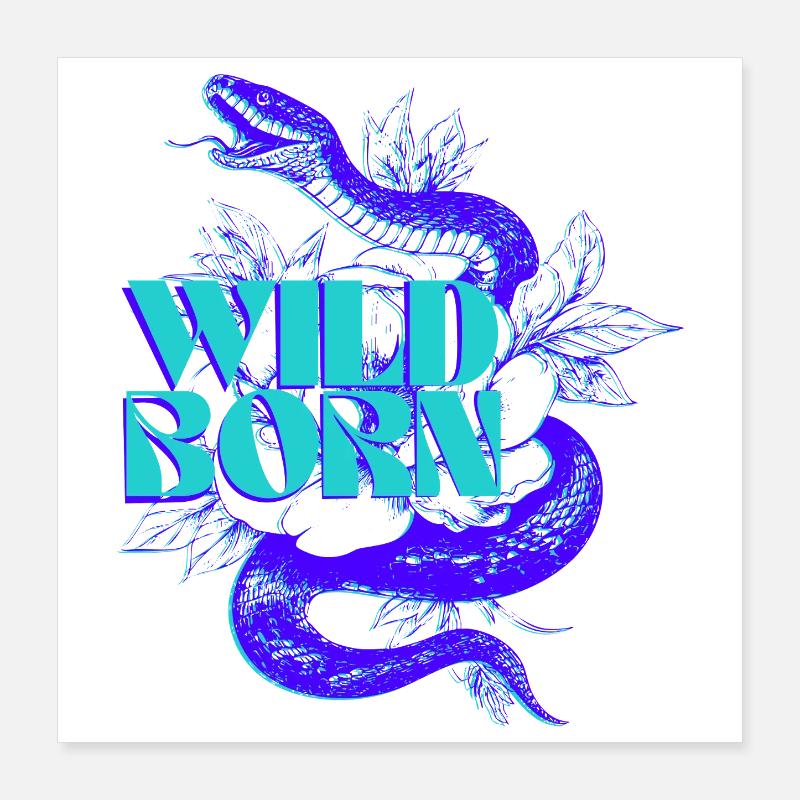 Lebendige Schlange Wild Born Illustration Poster 40x40 cm